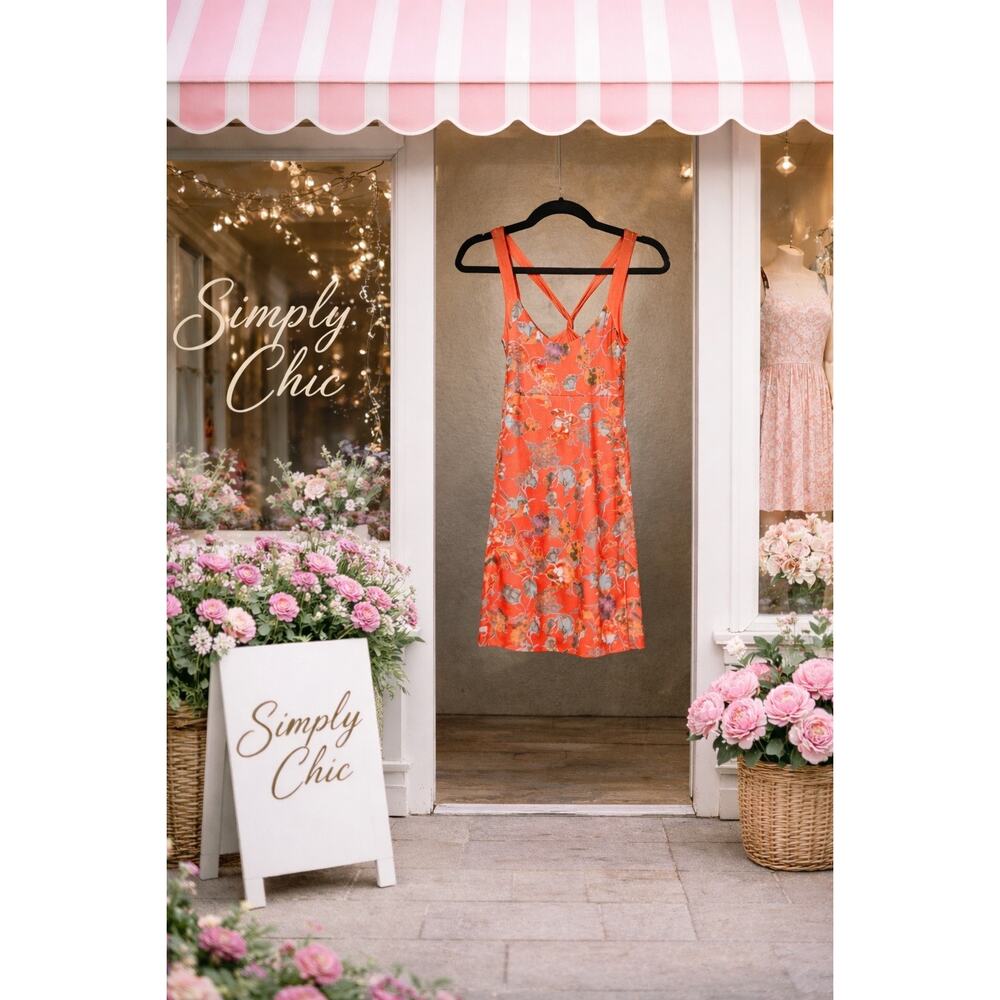 Patagonia Morning Glory Dress Orange Floral Athletic Twist Back XS Travel Fun
